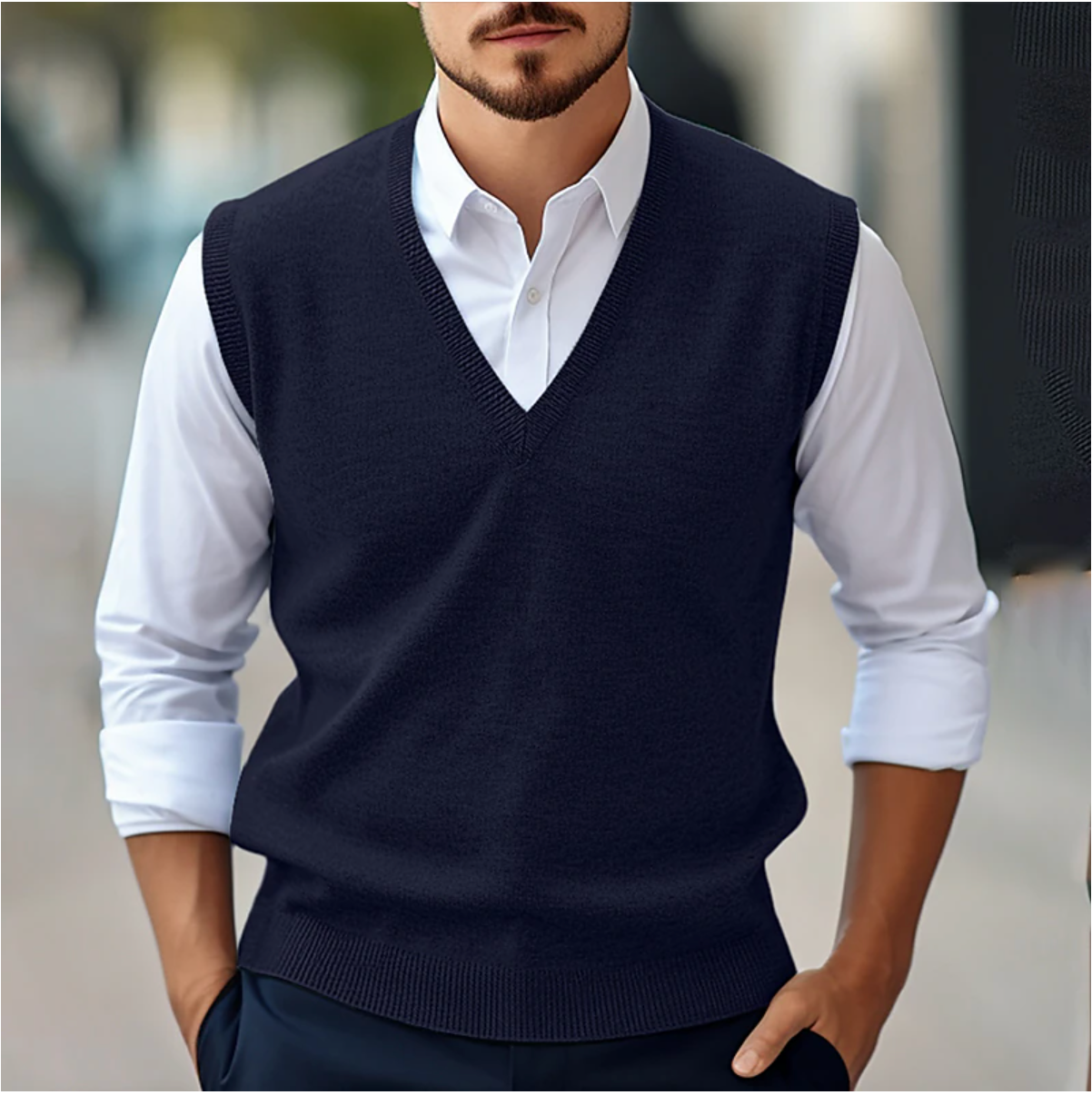 Men's Knitted V-Neck Sleeveless Sweater for All Occasions