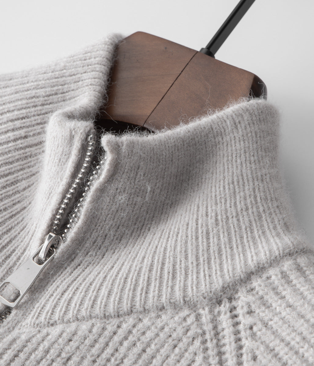 Men's Ribbed Funnel Neck Zip Cardigan for All Occasions