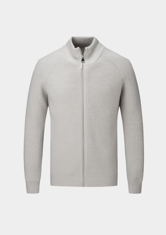 Men's Ribbed Funnel Neck Cardigan for Stylish Layering