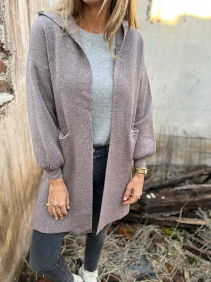 Chic Hooded Knit Cardigan for Everyday Wear