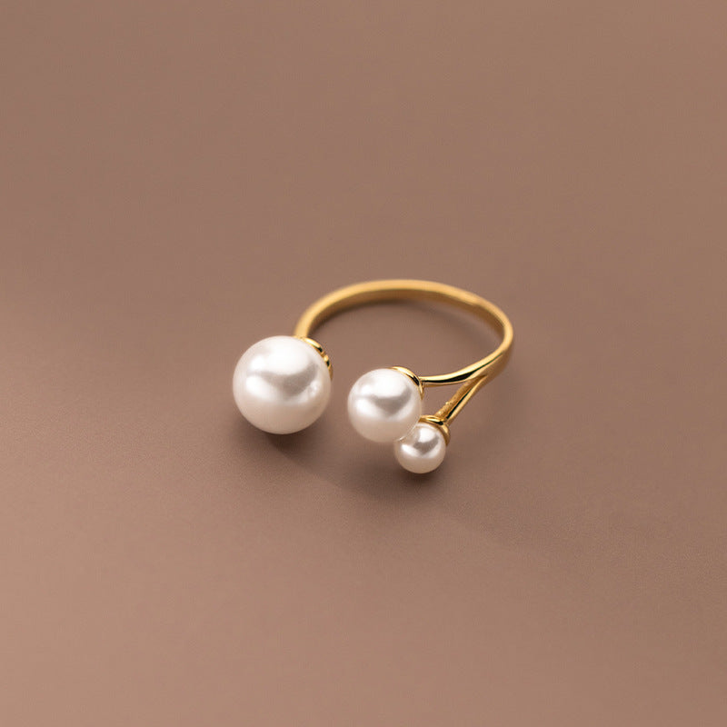 Adjustable Three-Pearl Ring