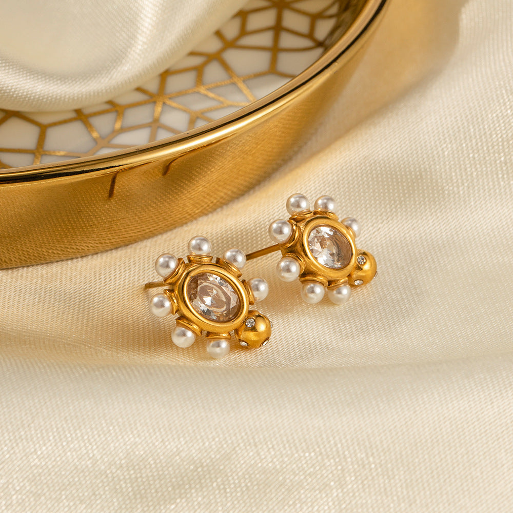 Elegant Gold Pearl Earrings