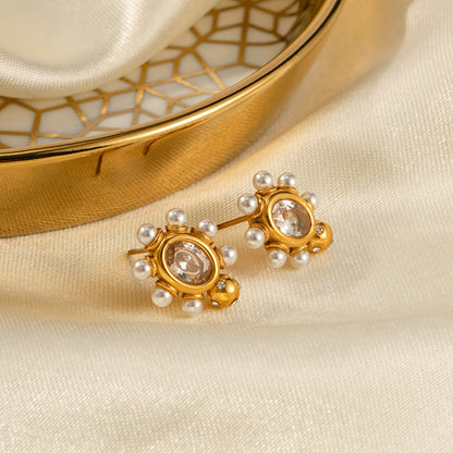 Elegant Gold Pearl Earrings