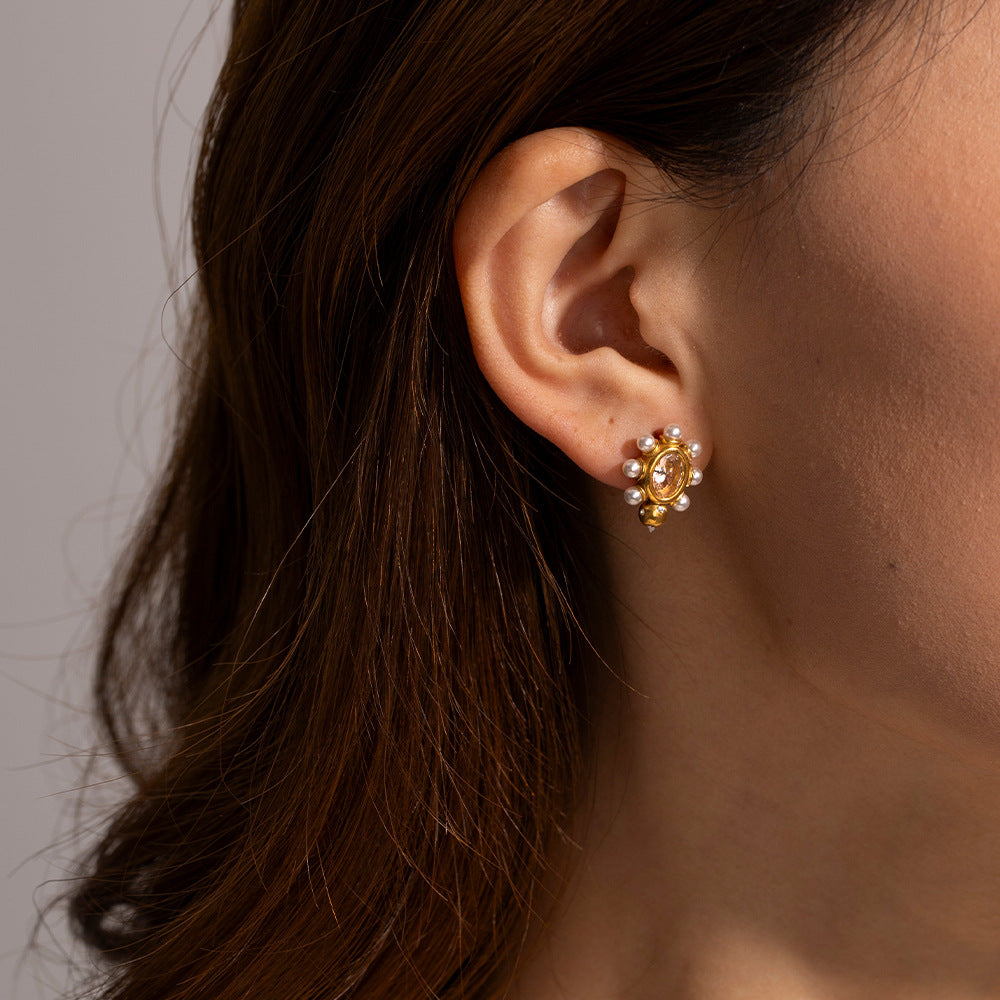 Elegant Gold Pearl Earrings