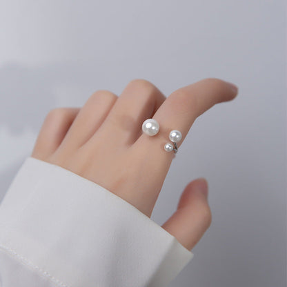 Adjustable Three-Pearl Ring