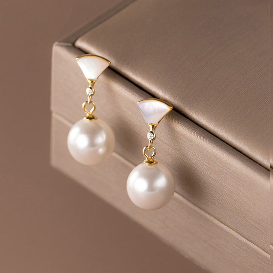 Retro Silver Pearl Earrings
