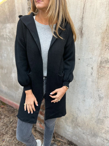 Chic Hooded Knit Cardigan for Everyday Wear