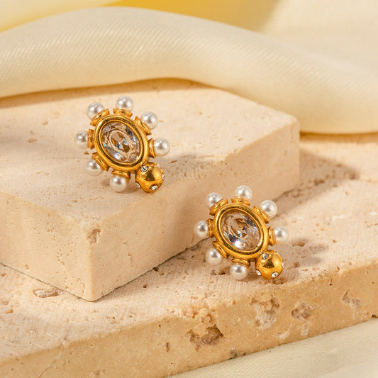 Elegant Gold Pearl Earrings