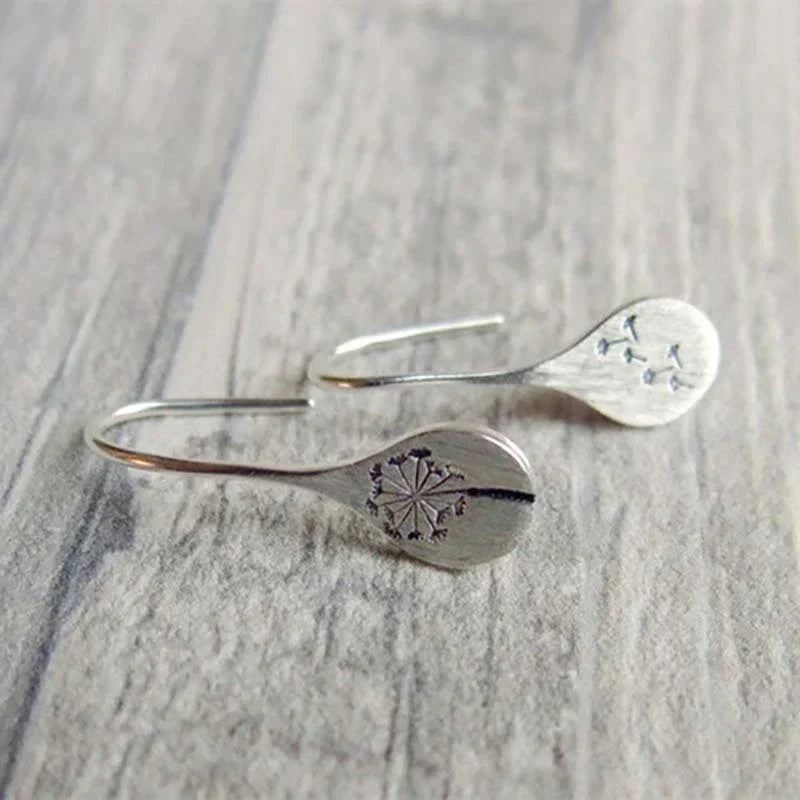 Limited Edition Silver Dandelion Leaf Earrings