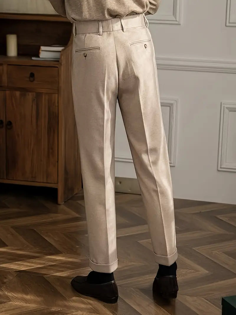 British Style Pleated Trousers for Formal Occasions