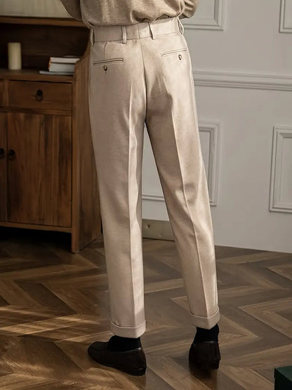 British Style Pleated Trousers for Formal Occasions