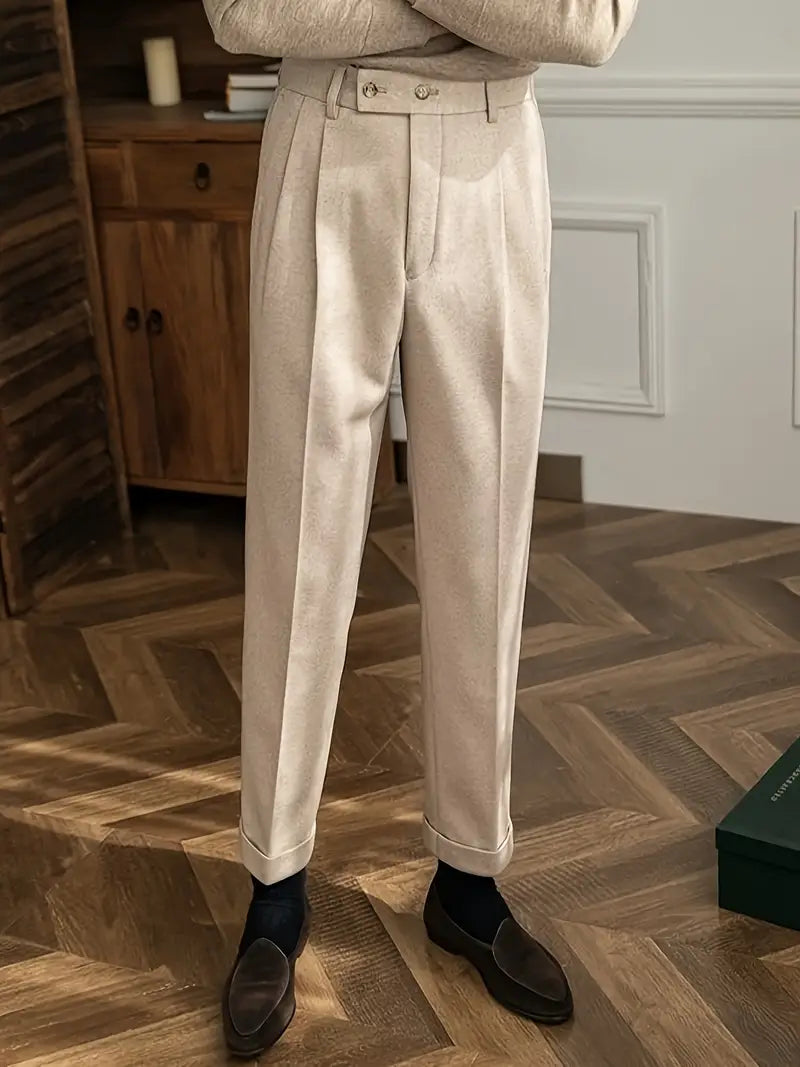 British Style Pleated Trousers for Formal Occasions