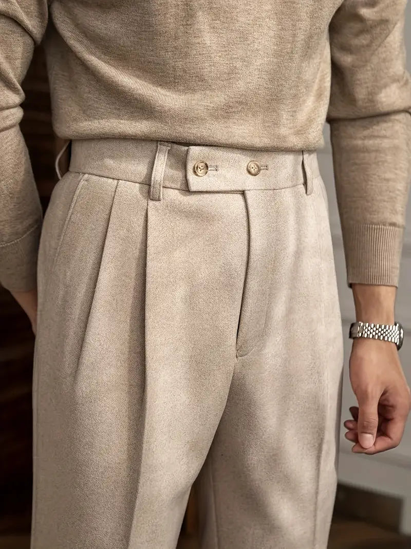 British Style Pleated Trousers for Formal Occasions