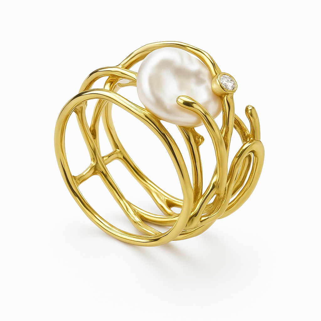 Vintage Gold Ring with Pearl Accent