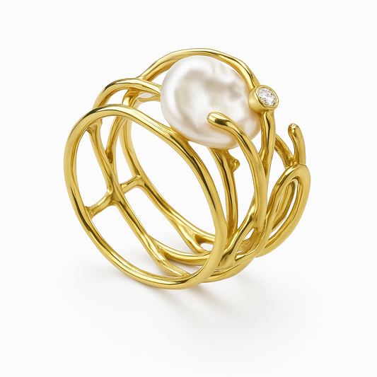 Vintage Gold Ring with Pearl Accent