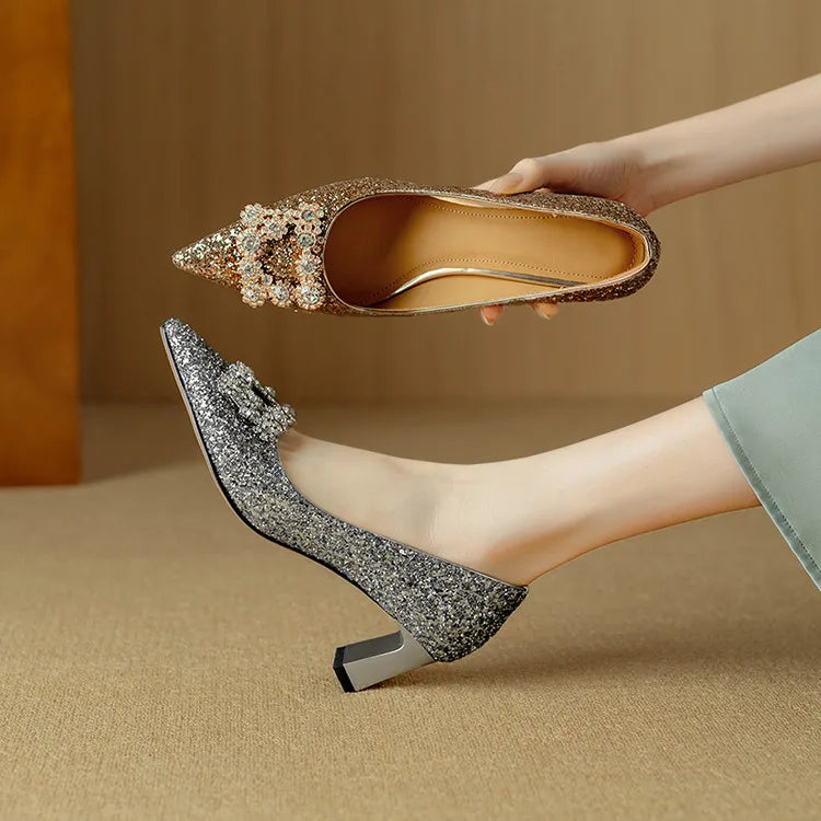 Gloria Glitter Heels for Evening Glam