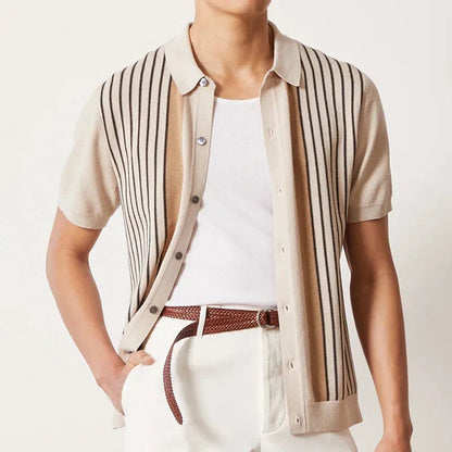 Men's Striped Polo Shirt for Spring and Summer Wear