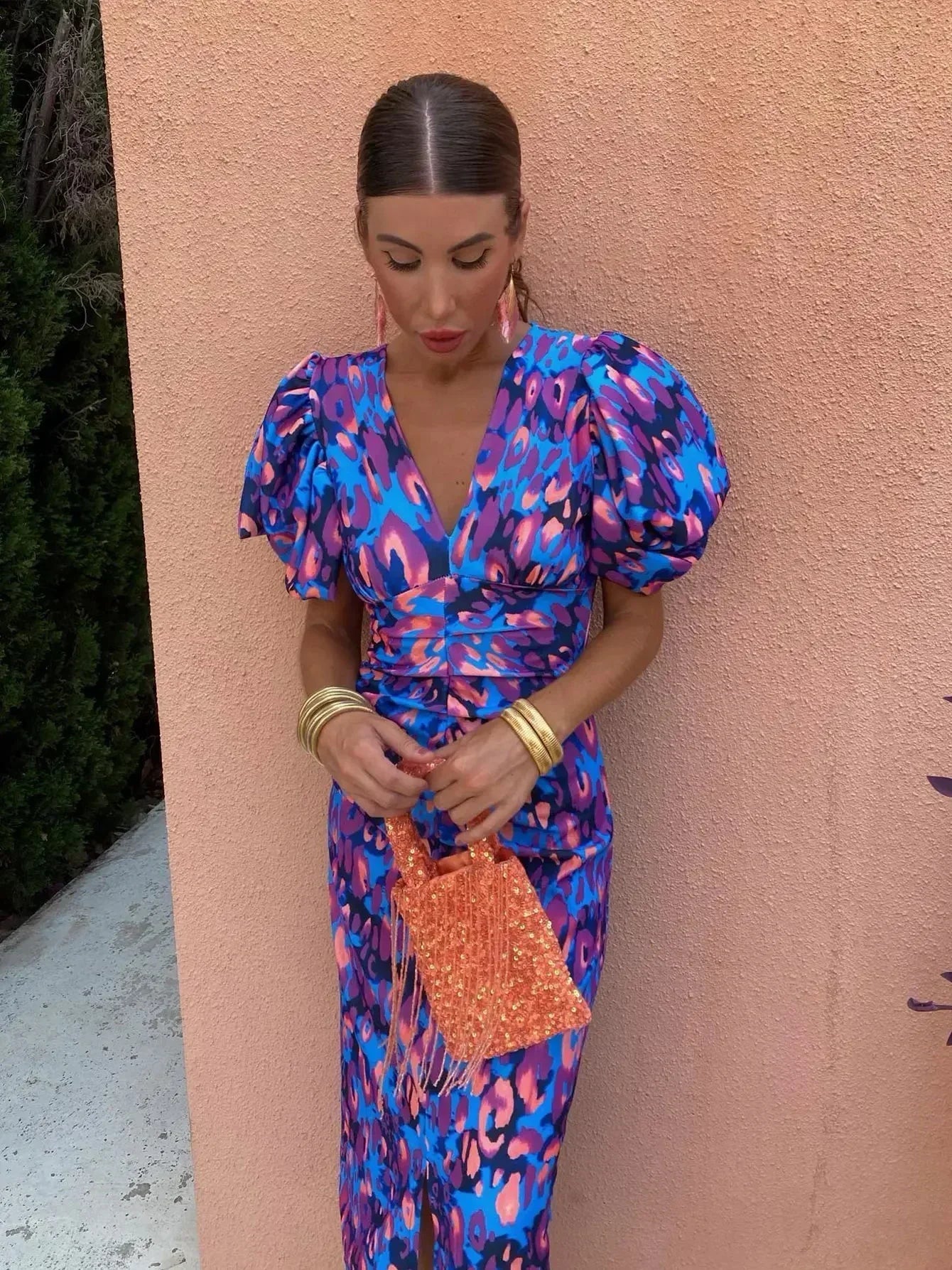 Wedding Guest Dress with Puff Sleeves