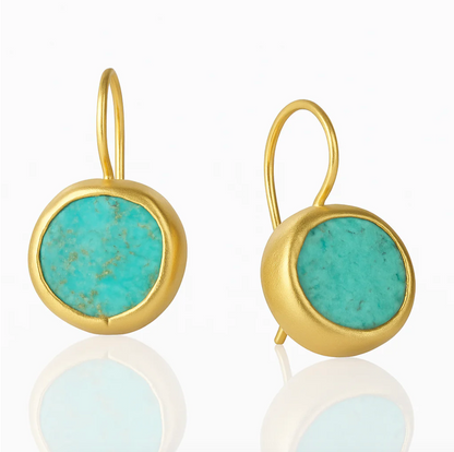 Turquoise Adorned Gold Earrings