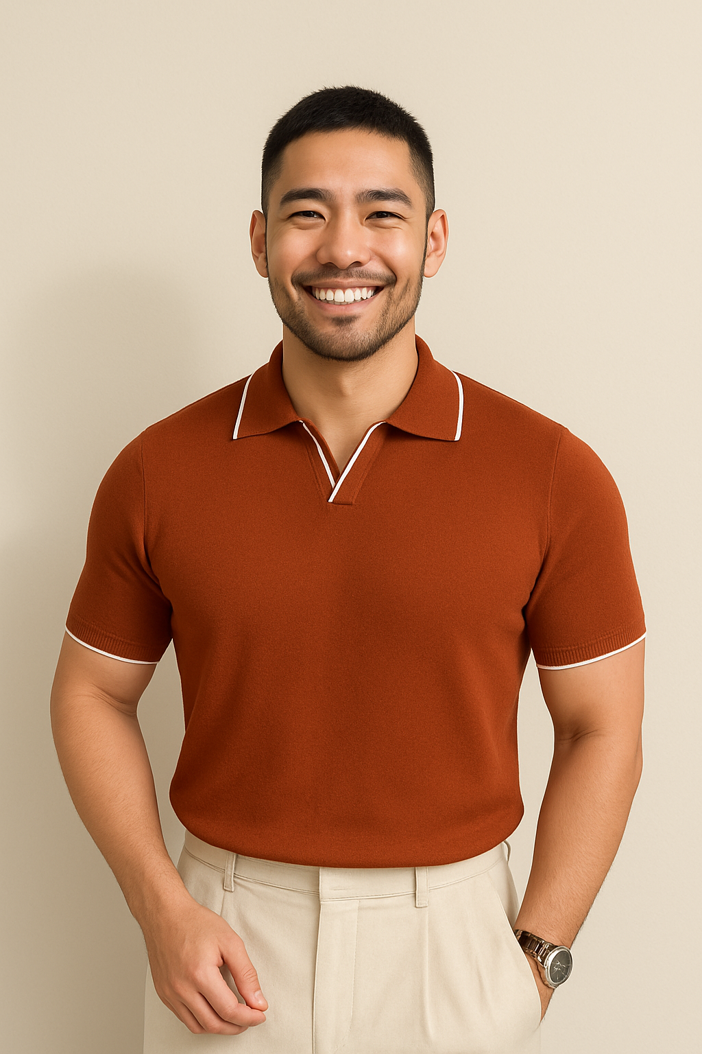 Stylish Knit Polo with Contrast Trim for Every Occasion