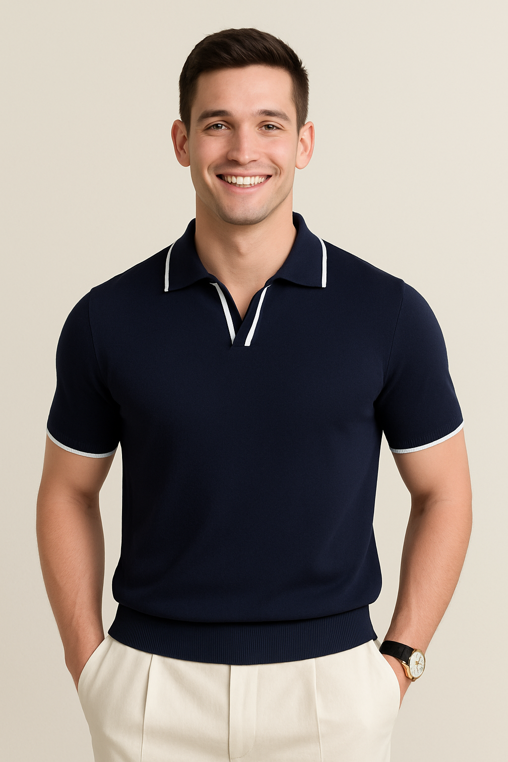 Stylish Knit Polo with Contrast Trim for Every Occasion