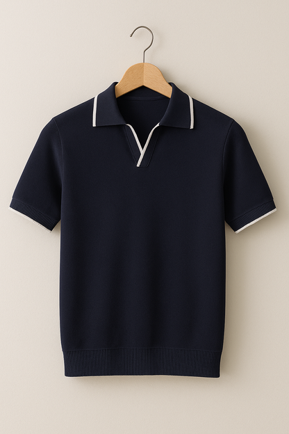 Stylish Knit Polo with Contrast Trim for Every Occasion
