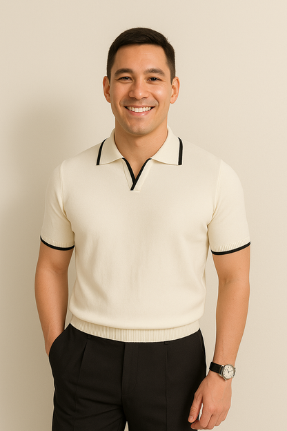 Stylish Knit Polo with Contrast Trim for Every Occasion
