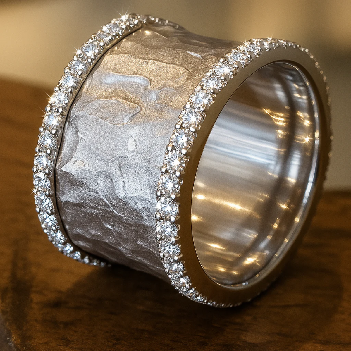 RETRO SILVERED ZIRCONIA BAND
