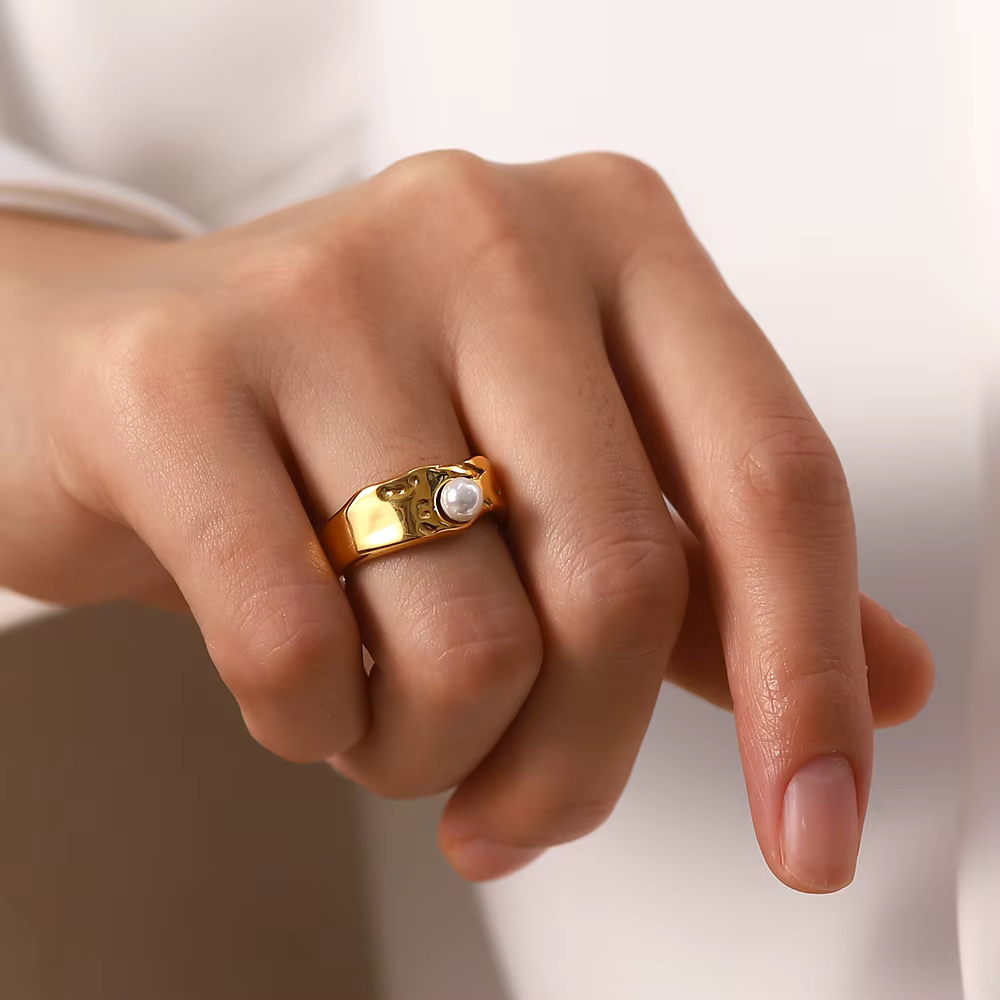 Eternal Natural Gold Pearl Band