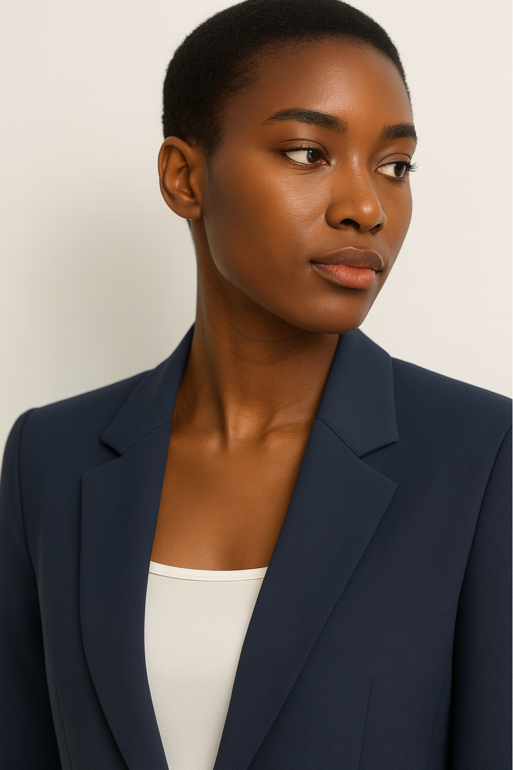 Chic Navy Blue Trouser Suit with Blazer for Office or Events
