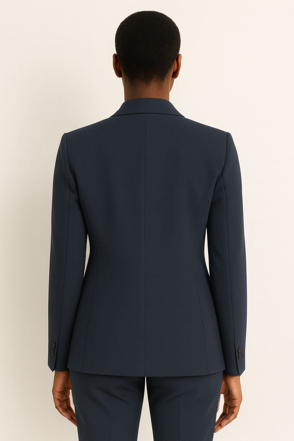 Chic Navy Blue Trouser Suit with Blazer for Office or Events