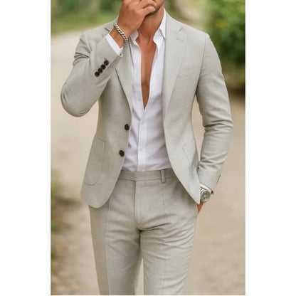 Men's Flat Collar Suit for Weddings & Office Wear