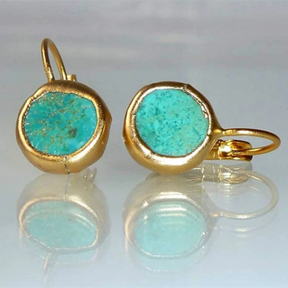 Turquoise Adorned Gold Earrings
