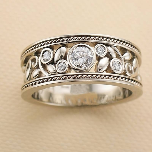 Charm - Sterling Silver and Zirconia Ring
