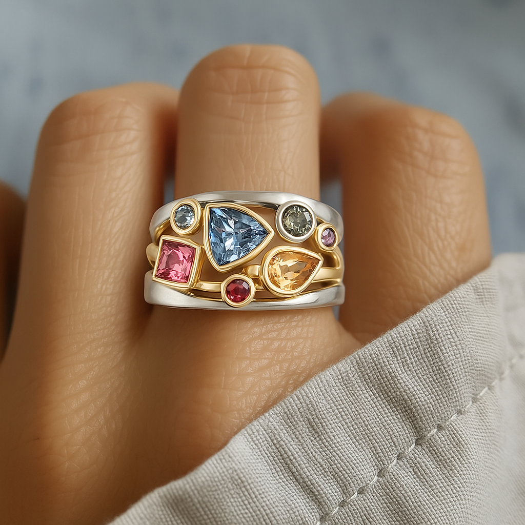 Retro Multicolored Zirconia Ring