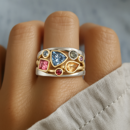 Retro Multicolored Zirconia Ring