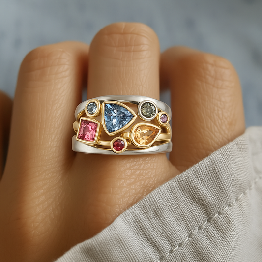 Retro Multicolored Zirconia Ring