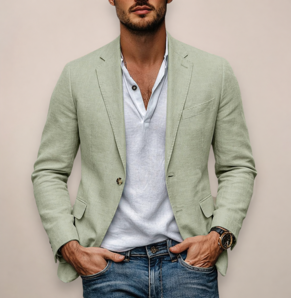 Men's Linen Blazer for Stylish Summer Events