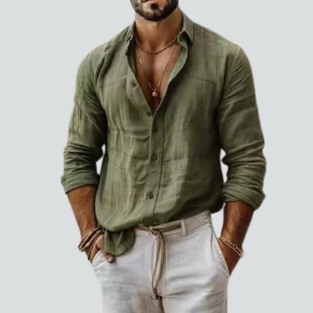 Men’s Long Sleeve Cotton Shirt – Ideal for Summer Gatherings