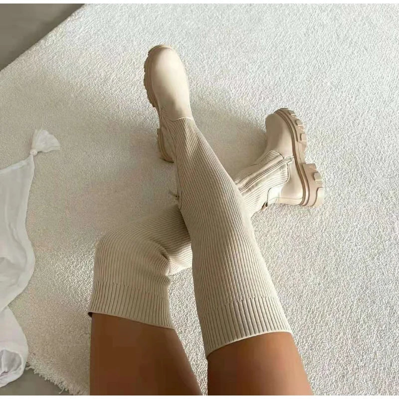 Riley - Chic Thigh-High Sock Boots for Any Occasion