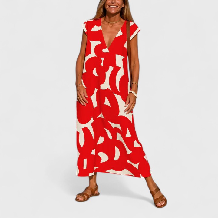 Valery™ | Flowing V-Neck Dress for Every Occasion